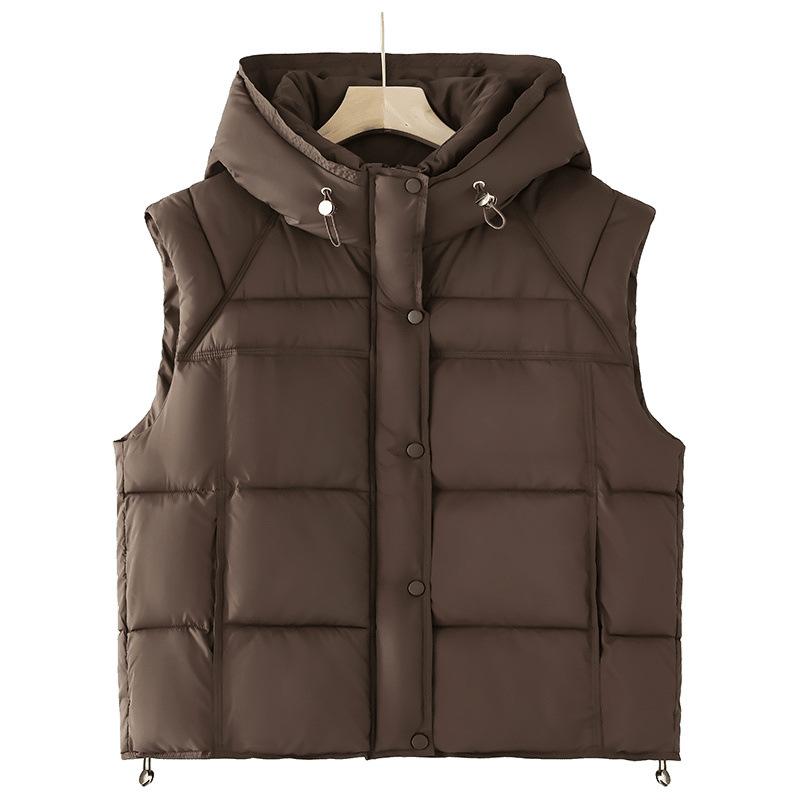 Autumn and Winter Thickened Hooded Vest Vest Women's Cold-proof Vest Jacket