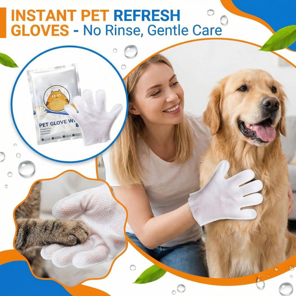 Gants de toilettage pour animaux de compagnie 30 ml éliminant les odeurs, Outil de toilettage portable nourrissant sans eau, Rafraîchissant et sans eau, Pour chats et chiens
