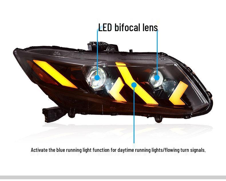 Honda Civic 9th Gen (2012-2015) LED Headlight Assembly: Dynamic DRL & Sequential Turn Signals