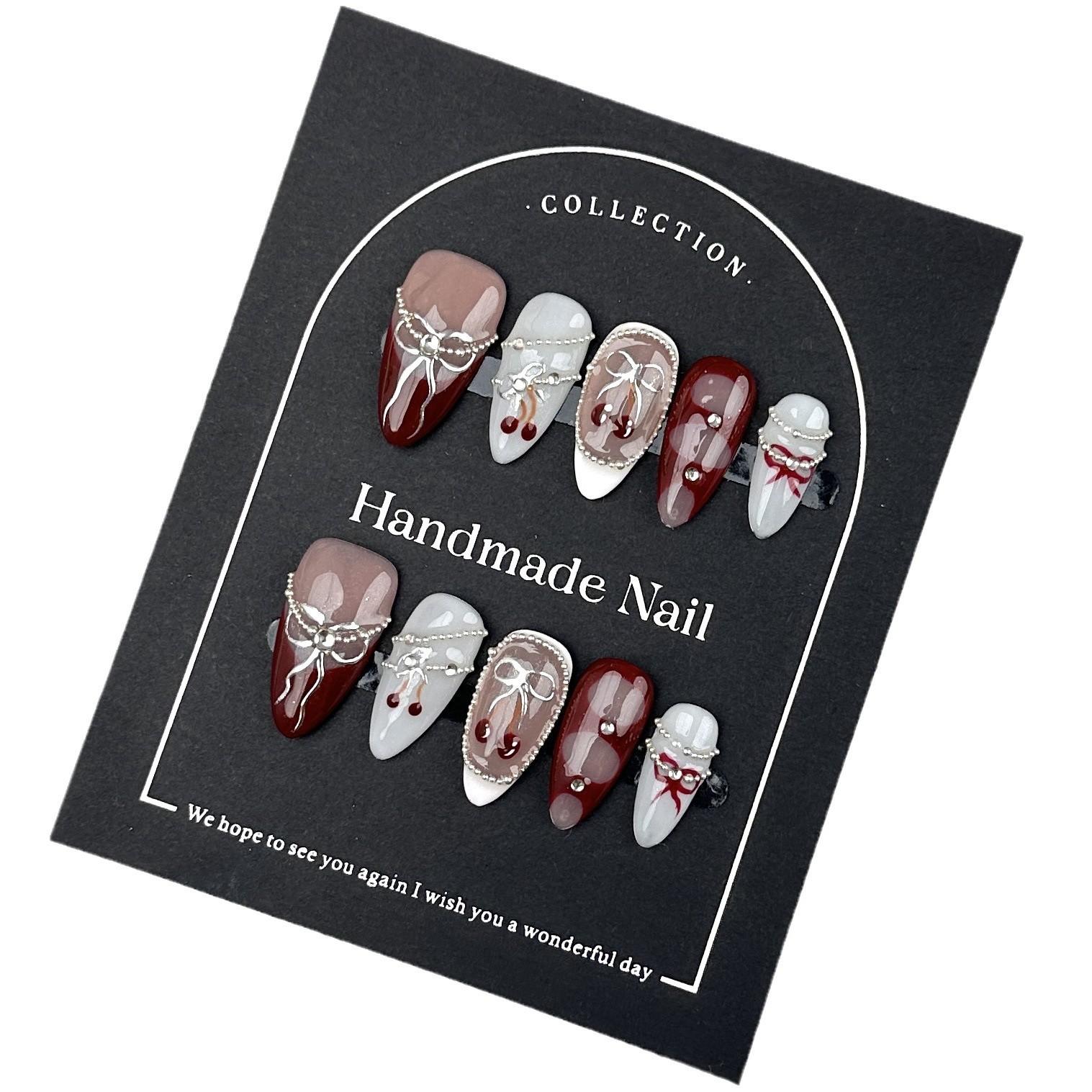 

ins ручная работа Накладные ногти Press on Ручная роспись Миндалевидные накладные ногти западный стиль Осень Зима Эксклюзивно Наклейки для ногтей L