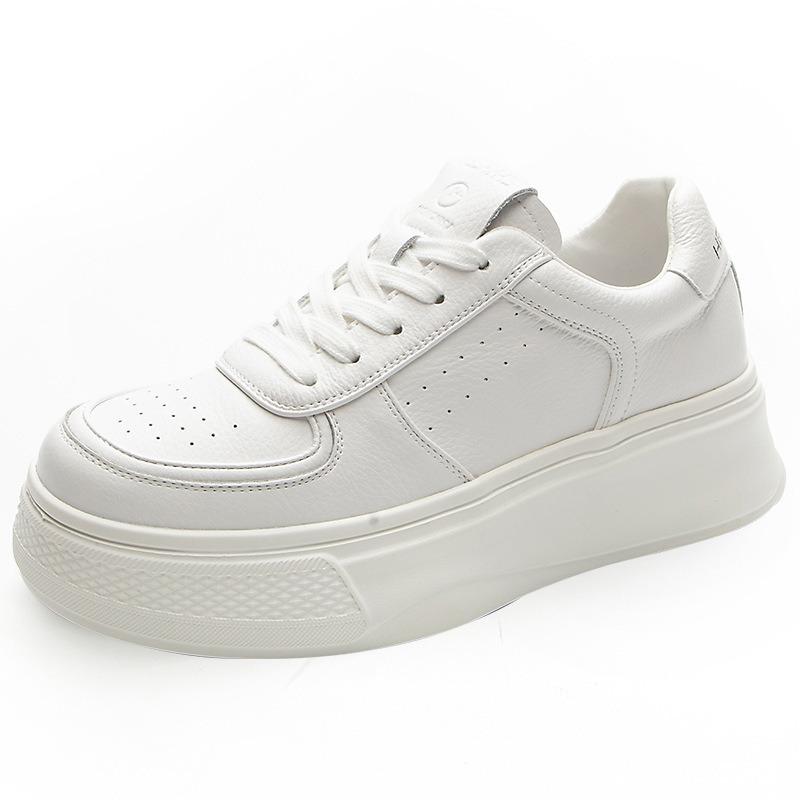 Genuine Leather Flat White Shoes Lightweight Soft Sole Casual Shoes Pop Shoes Devotion