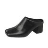 Gao niche 22 temperament simple and fashionable thick heel square head retro elegant high heel slippers beautiful