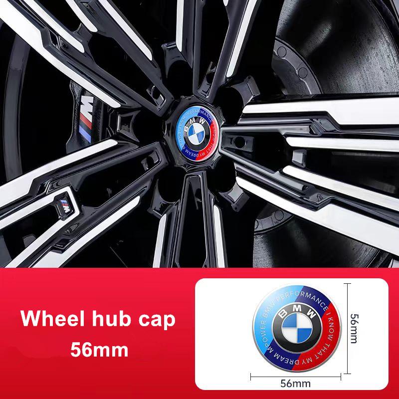 Emblemat na maskę przednią z logo BMW na 50-lecie 81mm+Znaczek tylny 74mm+Dekielek na piastę koła 68mm+Naklejka na kierownicę 56mm 46mm