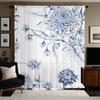 2 Pieces Blue and White Floral Pattern Curtains   Polyester Fabric   Machine Washable   Suitable for Bedroom Living Room Decoration