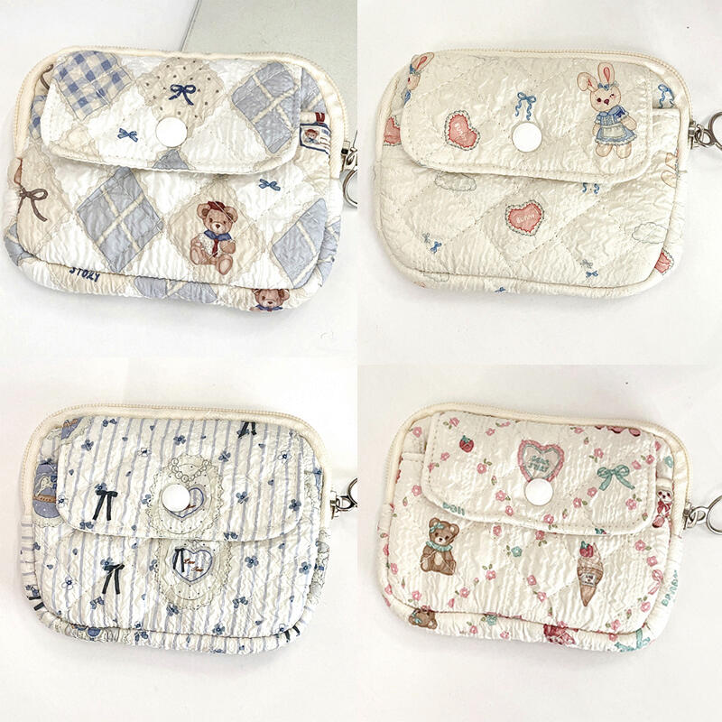 

Fleur Quilted Mini Storage Quilted Wallet Zipper Pouch Option 2