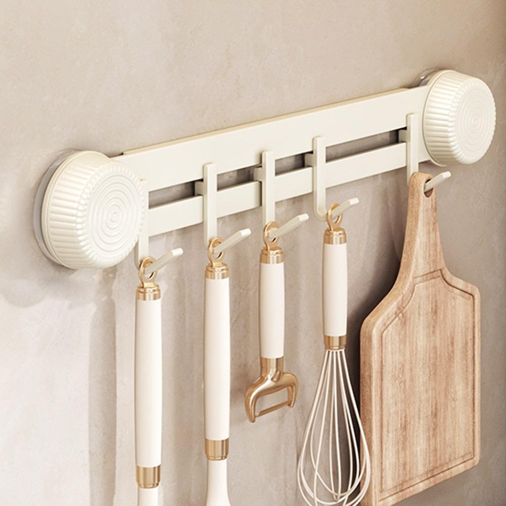 

Punch-Free Coat Hanger Wall Mounted Door Rear Hook Portable Suction Cup Hooks Bathroom Accessories Beige/5 Hooks