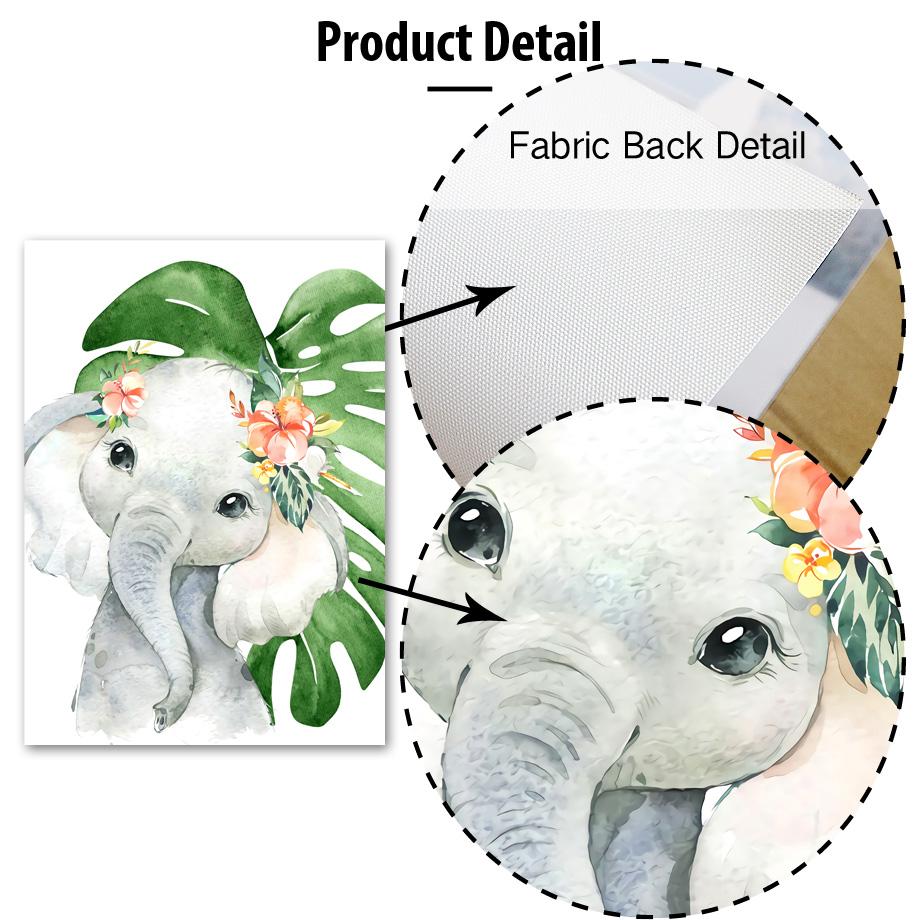 Lion Giraffe Elephant Zebra Tiger Leaves Wall Art Canvas PaintingNordic  Animal Posters And Prints Wall Pictures Baby Room Decor