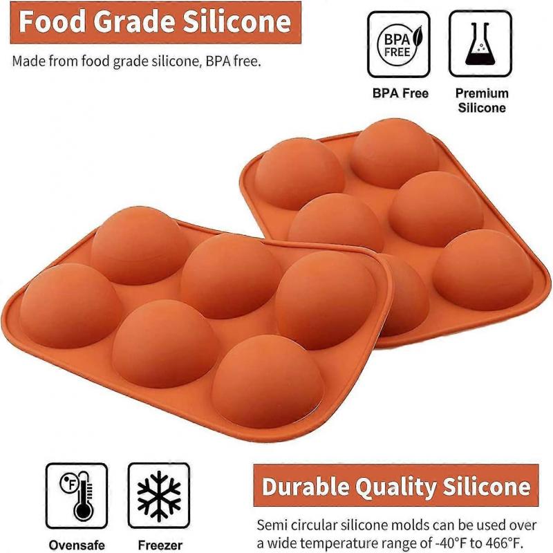Large 6 Cavity Half Sphere Silicone Mold, 2 Pack Chocolate Ball Molds Baking Mold, Silicone Mold for Making Cakes