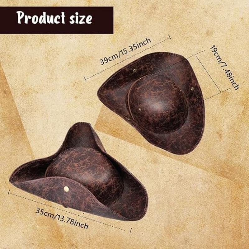 Faux-Leder Piratenhut Vintage Knitterig Abgenutzt Dreispitz Piratenhut Für Damen Herren Halloween Kostüm Cosplay Zubehör