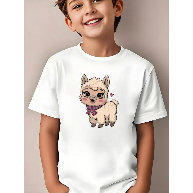 European Sizes Boys' T-shirt Print Design Art, Ideal for Outdoor Activities, Soft Knitted Top, Comfortable And Breathable, Suitable for Summer