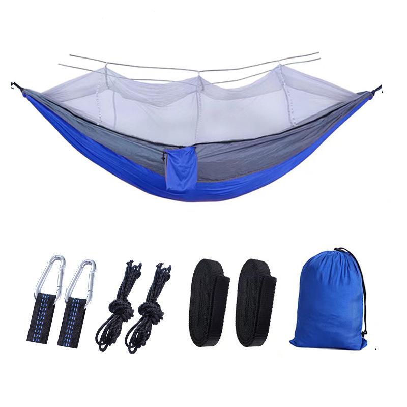 Portable Ripstop Camping Hammock with Mosquito Net - Quick-Open, Anti-Fall Design for Singles & Doubles
