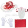 Adult Christmas Hat Cosplay Costume Accessories with Christmas Scarf Self Adhesive Eyebrows Santa Mask with Long Beards