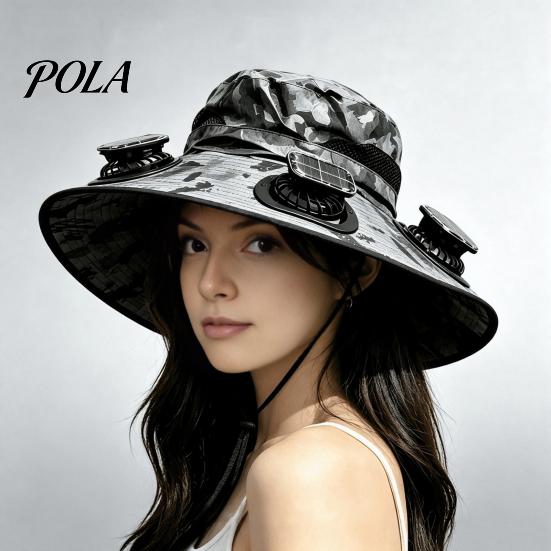 Adjustable Solar Fan Cap Sun Hat with Detachable Design, Three Fans UPF 50+ Bucket Battery Backup Hat, Fit Outdoor Cooling Type-C Charging, Power With