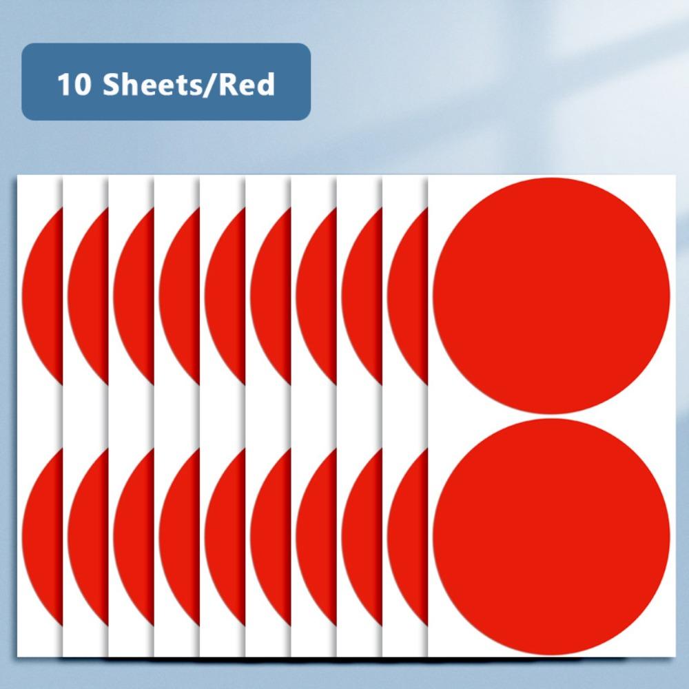 10Sheets Colored Self-adhesive Stickers 10cm Label Sticker Classification Dot Sticker Office Use