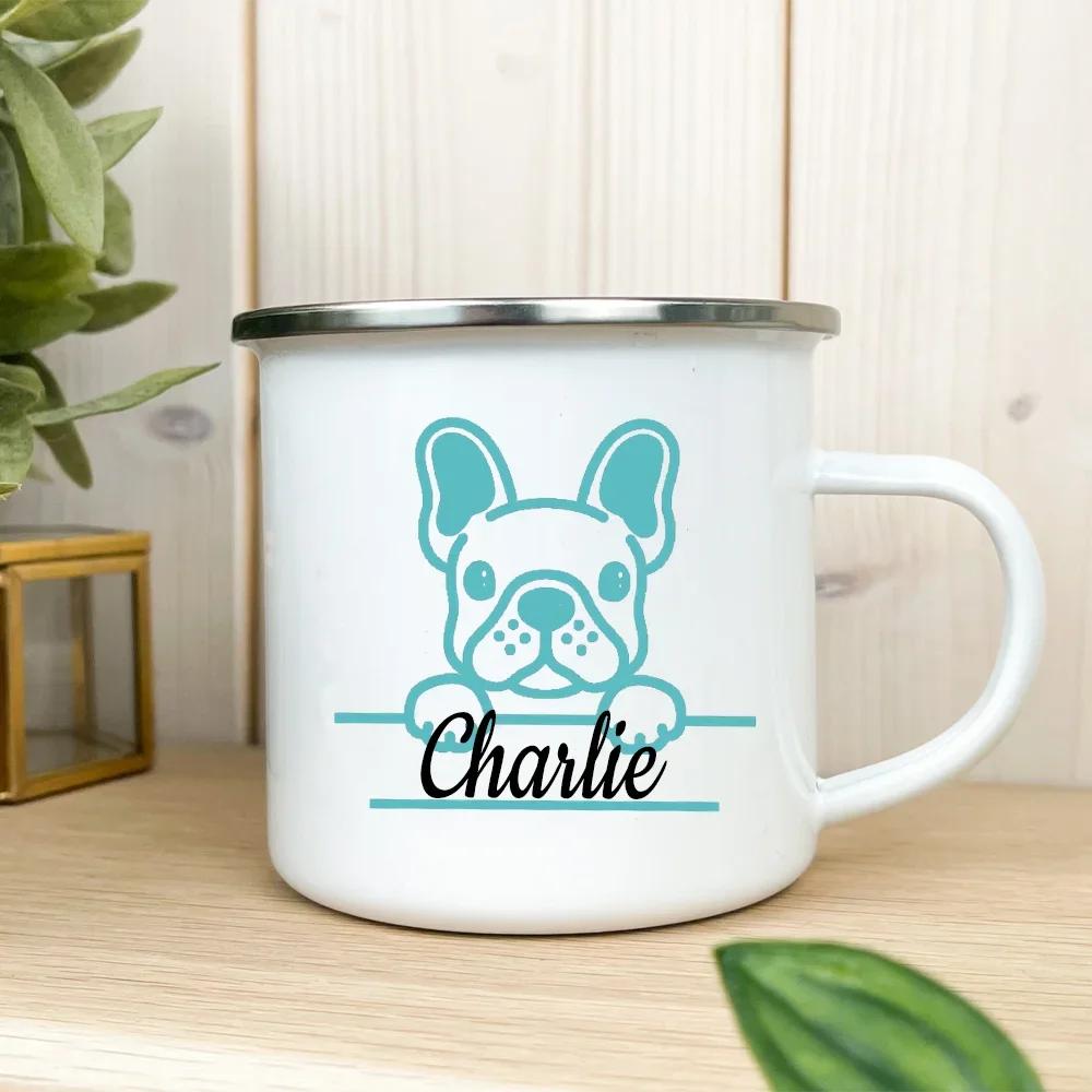 Personalized Enamel Mug Custom Name Dog Lovers Gift for Dog Mom Drink Tea Milk Mugs Dog Parents Tea Cup Festive Best Gifts