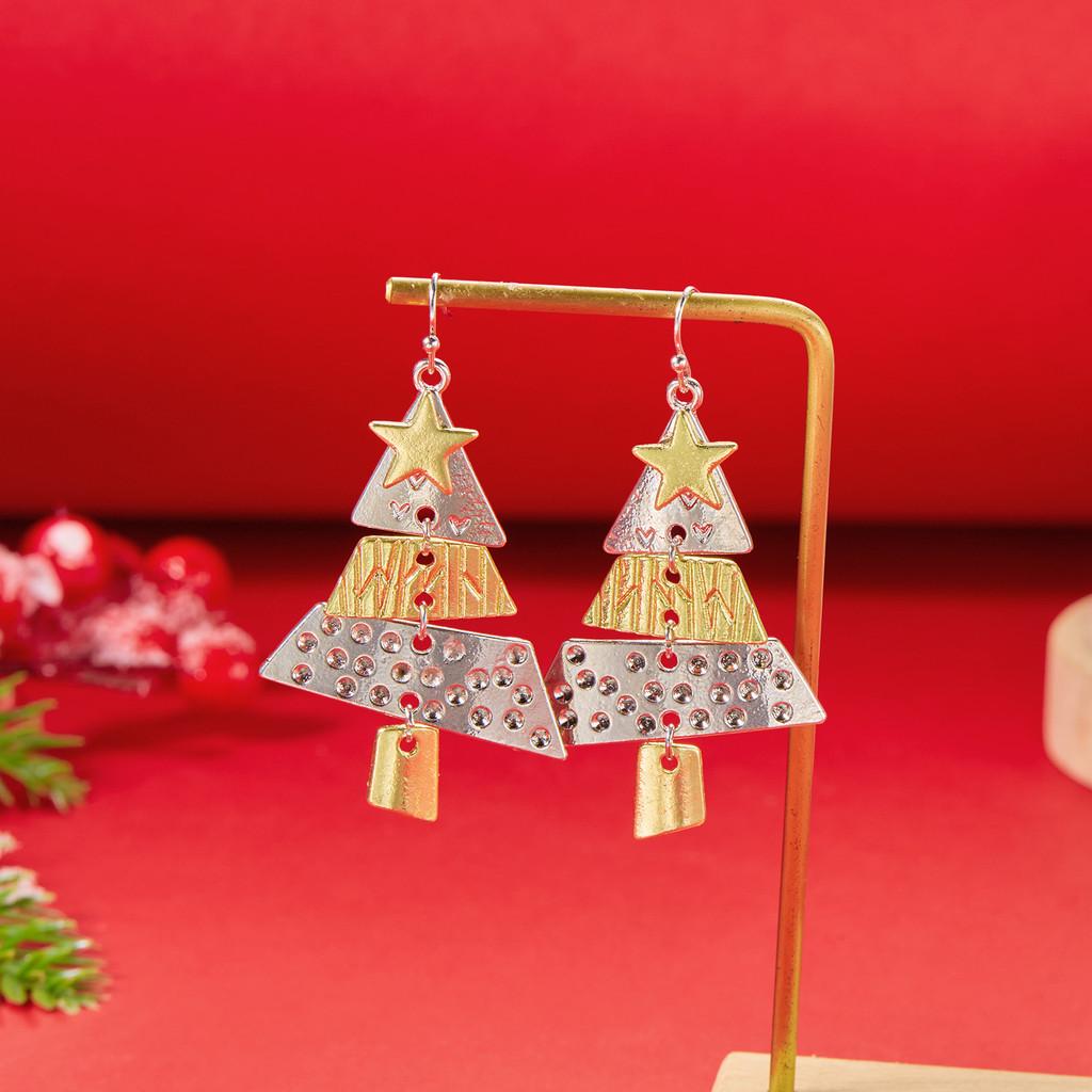 Weihnachtsbaum Lange Ohrringe Anhänger Set Mit Geometrischem Legierungsdesign Für Festliche Partykleidung