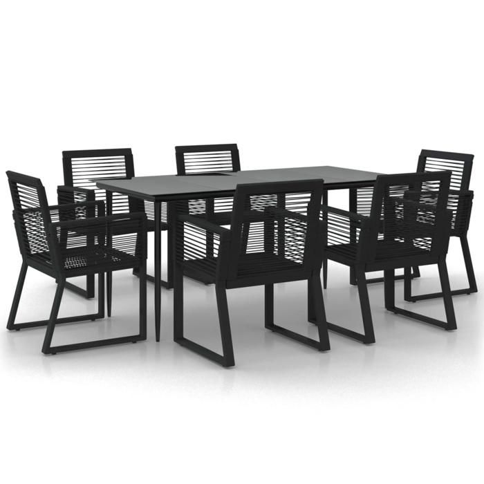 VidaXL Ensemble à manger de jardin 7 pcs Noir Rotin PVC, ensemble de salle à manger, ensemble de salle à manger d'extérieur, 3156549