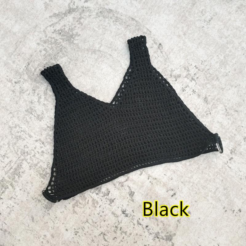 

Вязаный крючком вручную Богемный пляжный купальник-накидка с защитой от солнца Medium чёрный