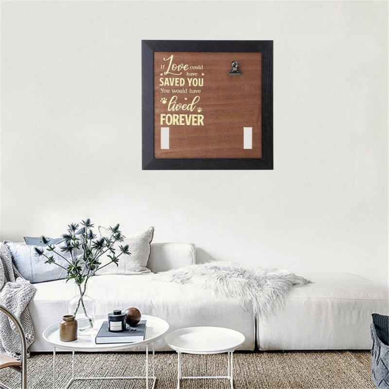 Wood Photo Frame Pet Memorial Pictures Frame with Collar Clip Souvenir Sympathy Gift Photo Sign Collar Is Not Included