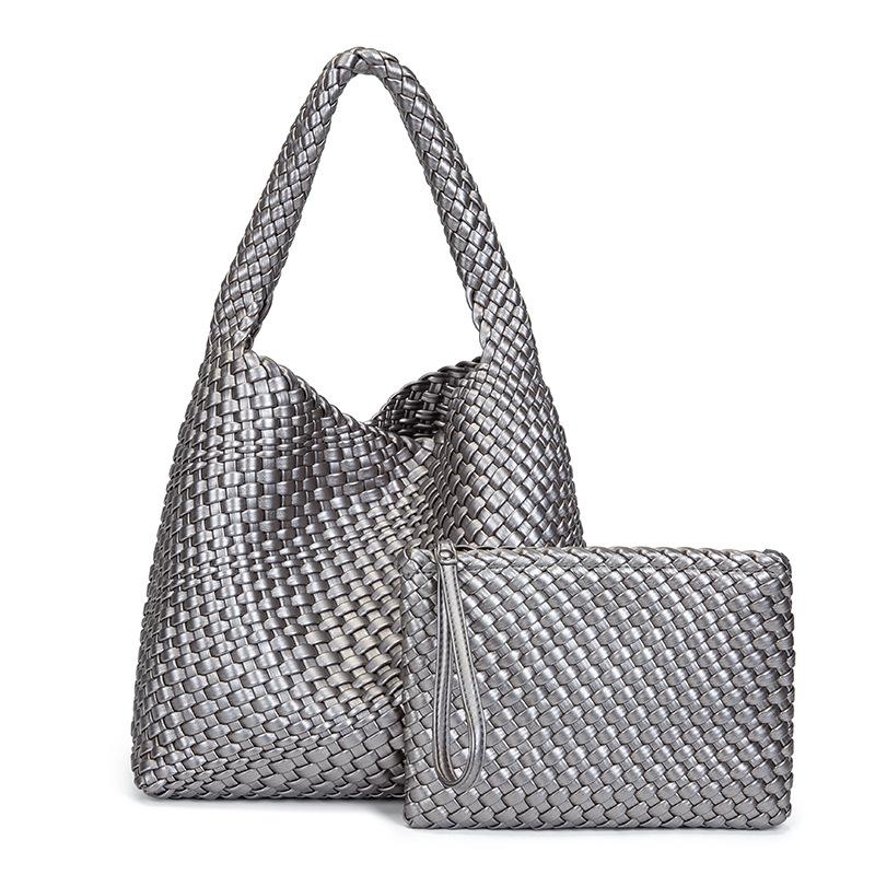 Neopreen Geweven Tas Grote Capaciteit Draagbare Handtas Voor Vrouwen Designer Koeienhuid Weefstijl Strandtas Casual Gebreide Tote Tassen