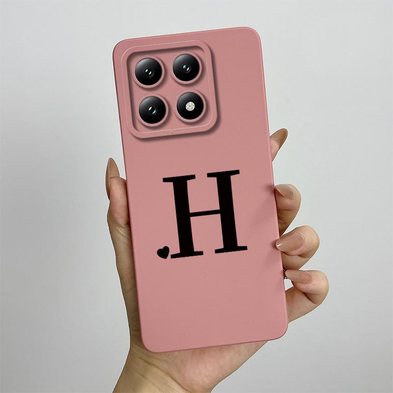 For Xiaomi 14T Pro Case Xiaomi 14T Pro Cover Mi 14T Pro Luxury Initial Letters Square Phone Case Matte Shockproof TPU Back Cover