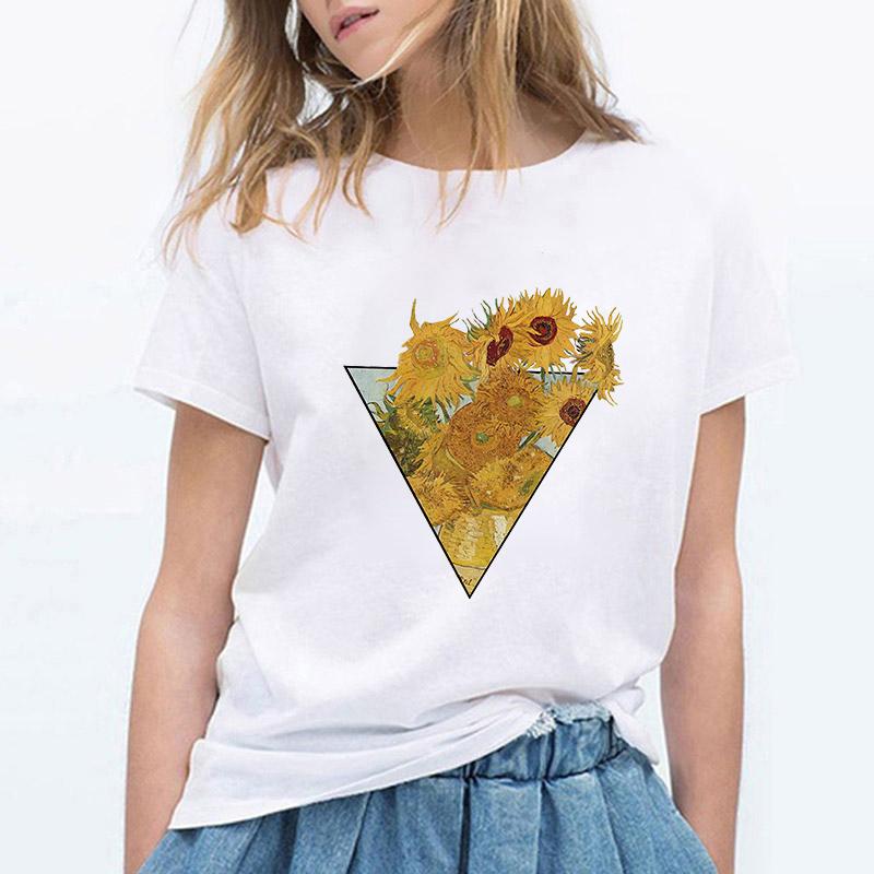 

T-Shirts For Women 2025 Aesthetic Flower Graphic Tshirt Fashion Top Female Tees Casual Short Sleeve T-Shirt Femme XXXL білий