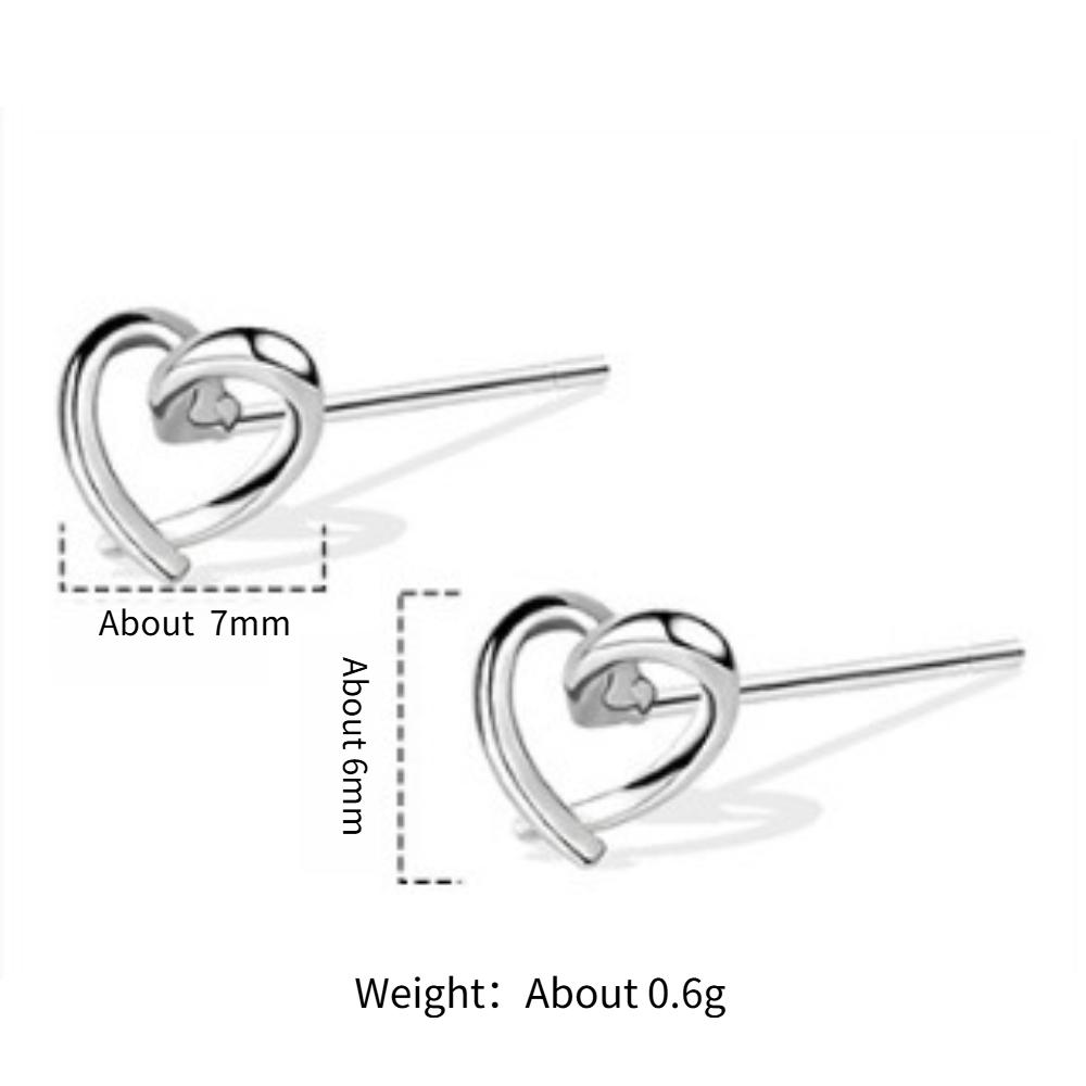 925 Sterling Silver Elegant Cute Hollow Love Stud Earrings Birthday Party Anniversary Gift