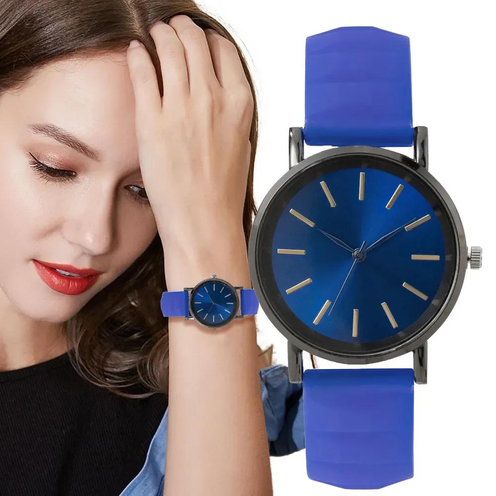 Simple Blue Ladies Dress Quartz Watch Fashion Silicone Stripes Women Brands Clocks Wristwatches Female Sports Quartz Clock Gifts