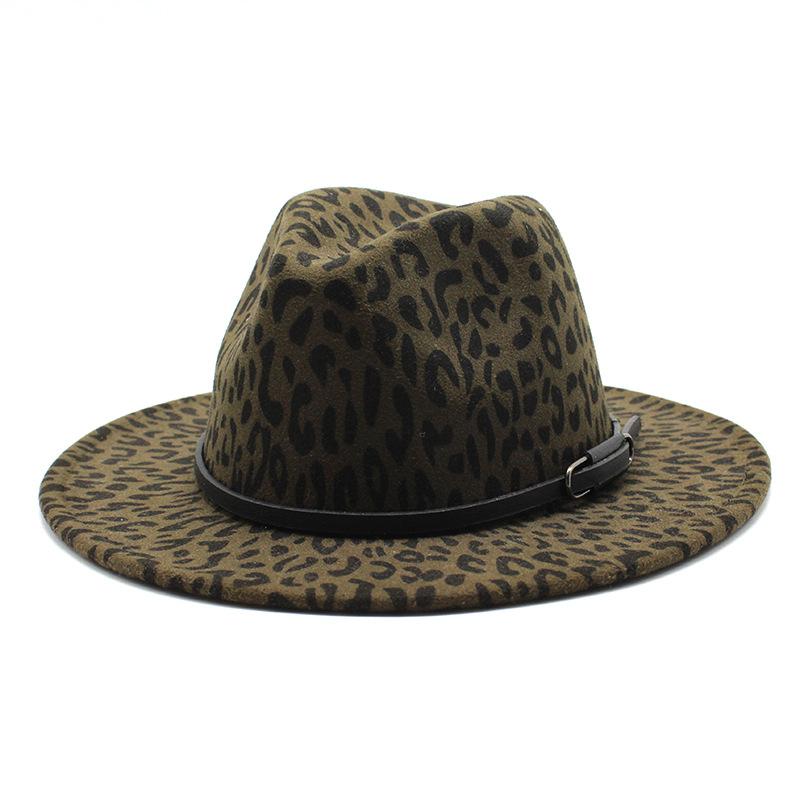 Men'S And Women'S Leopard Print Jazz Hats, Woolen Top Hats, Trendy Versatile Fur Hats