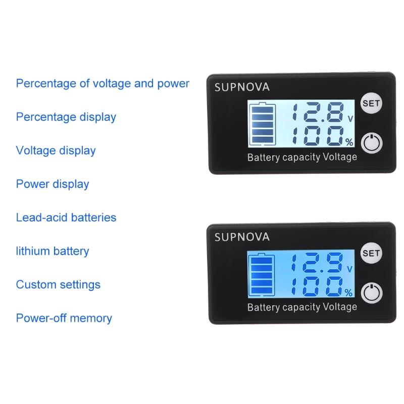 DC 12V 24V 48V Lead Acid Lithium Battery Capacity Indicator Car Motorcycle Digital Voltmeter Voltage Tester Meter To