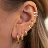 3-4Pairs Set Chic Glossy Gold Plated Copper Crystal Oval Huggie Hoop Earrings for Women Urban Modern Female Ear Hoops Zircon
