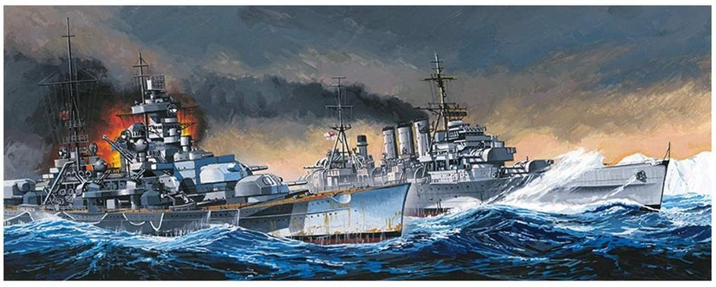 Aoshima Bunka Kyozai 1/700 Waterline Series Limited Edition British Heavy Cruiser HMS Norfolk Battle of the North Cape Plastic Model