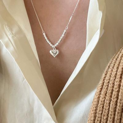 S925 Silver Lucky Beads Lovely Necklace Clavicle Chain Female Niche Japanese and Korean Design Sense Argent Pur Clear Silver Jewelry