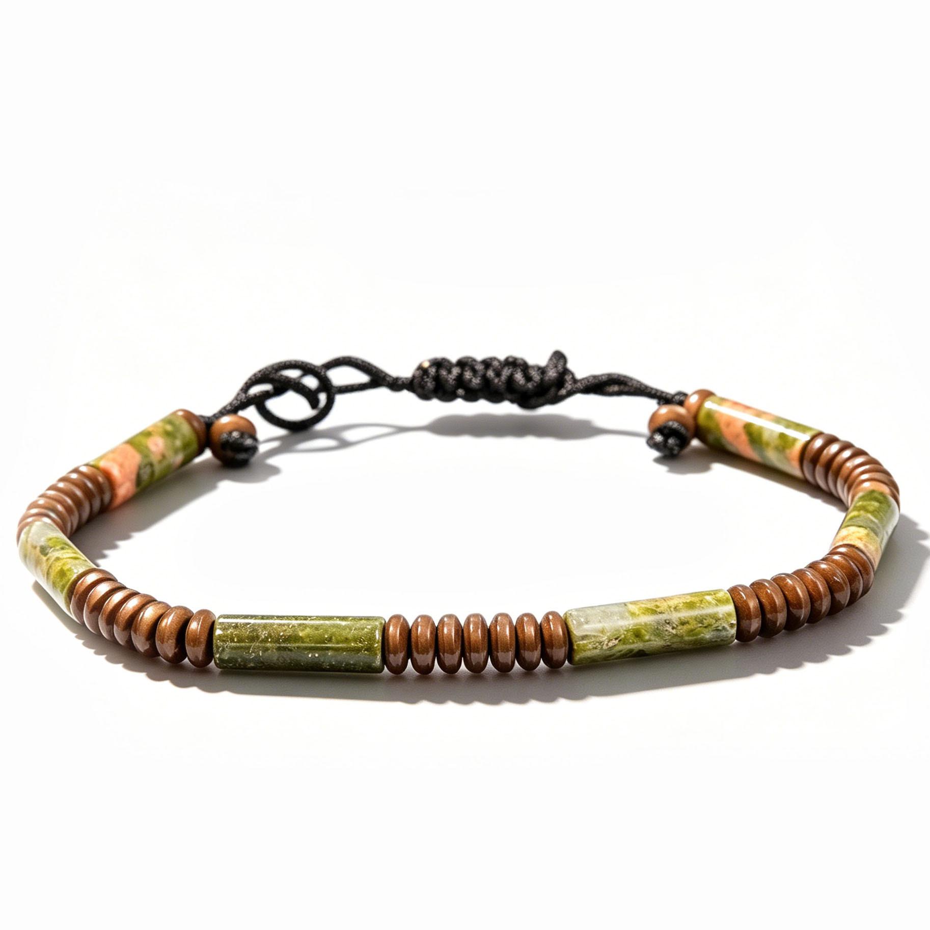 6mm Flower Green Stone Bracelet Unisex Natural Geometric Bead Wrist Ornament Individual Pack
