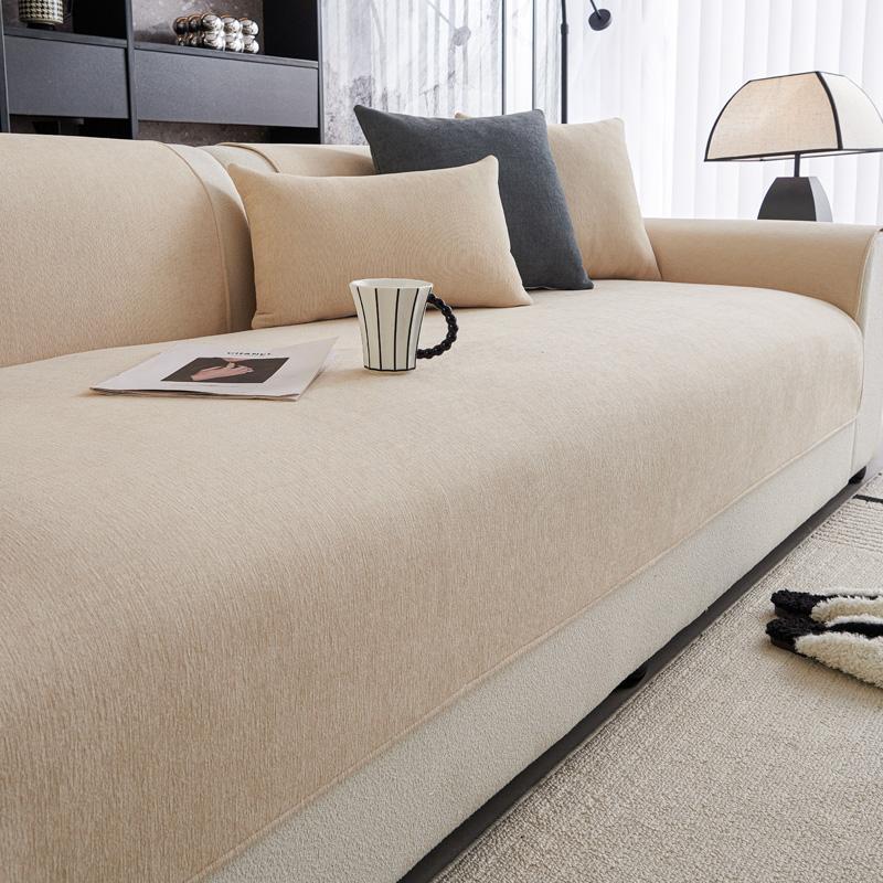Chenille Sofa Mat Four Season Universal Solid Color Chaise Longue Couch Cushion Cover L Shape Sofa Slipcover Living Room Home