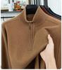 510g Semi-Worsted Thick 100% Wool Half-Zip Stand Collar Men's Sweater for Autumn 2025