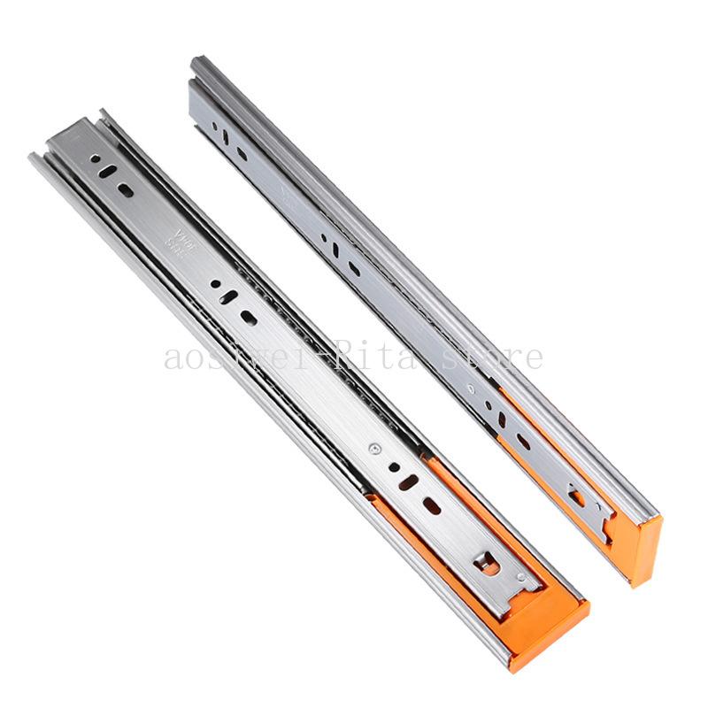 Stainless Steel Cabinet Slides Soft Close Three-Section Drawer Rails Drawer Slides Buffer Damper Rails Hardware