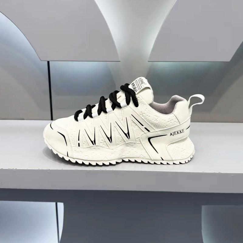

Autumn and winter new leather surface casual personality trendy shoes sports color matching soft sole light aj 38