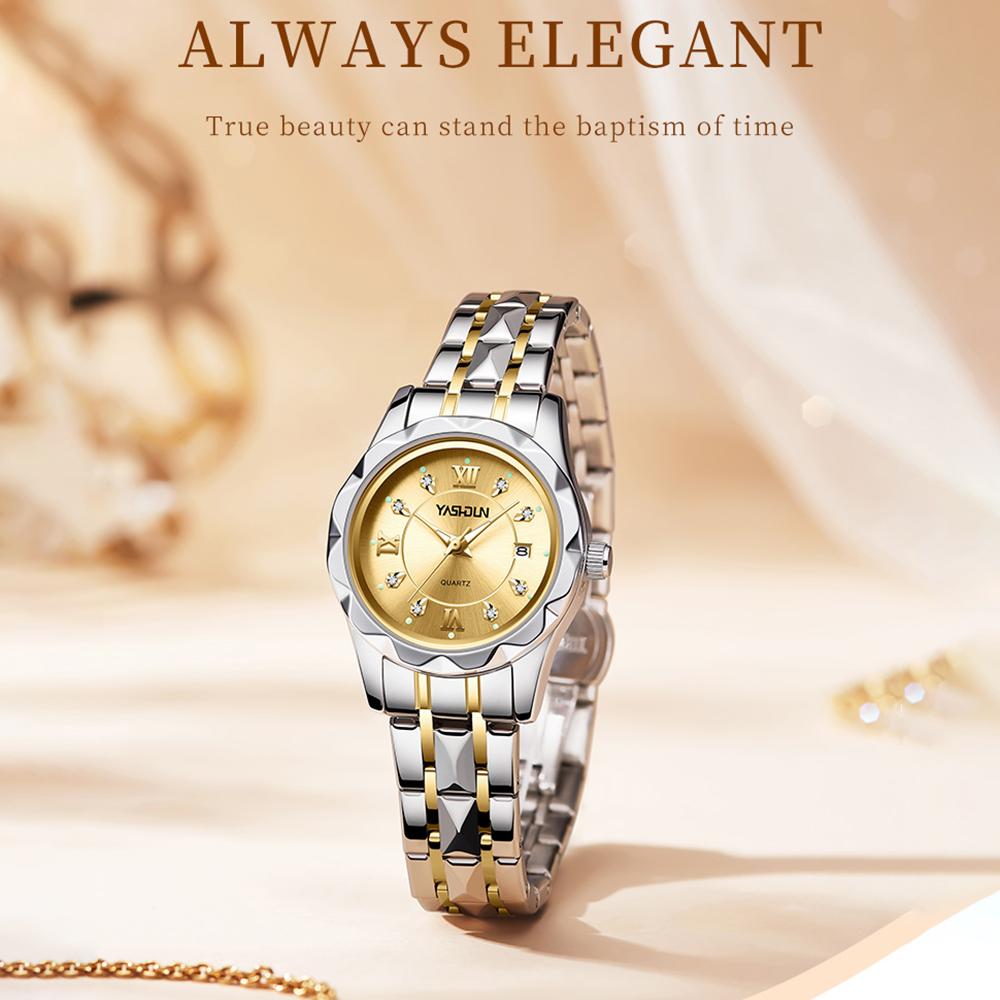 

YASHIDUN 5064 Stylish Women Quartz Watch Steel Strap Luminous Calendar Wrist Watch A