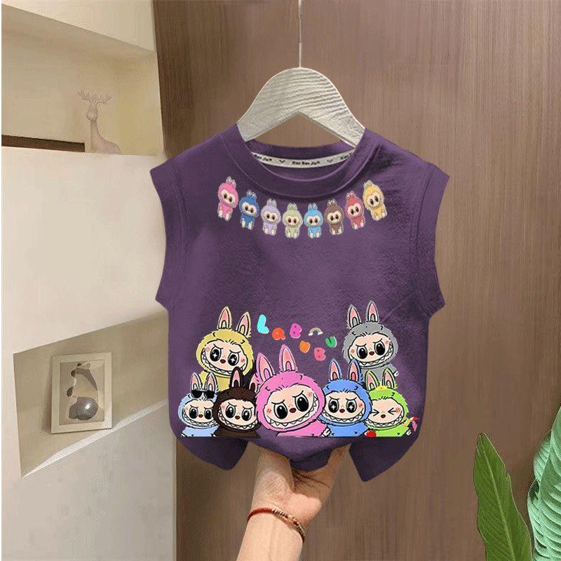 Cute Labubu Vests for Children, Fashionable T-shirts for Boys and Girls Summer