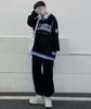 Street Style Trendy Retro Embroidered V-Neck Sweatshirt, Unisex College Style, Long Sleeve, 2021 Spring/Autumn.