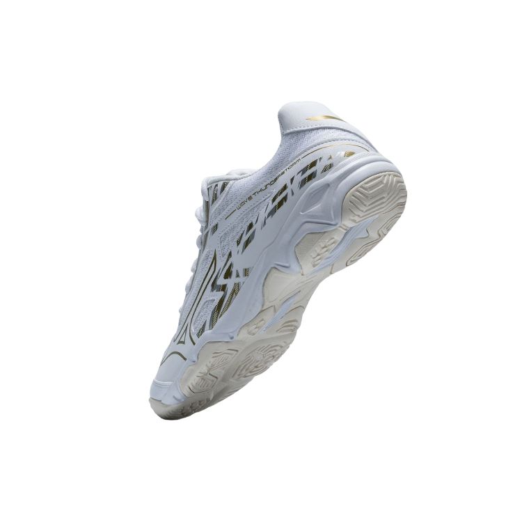 Mizuno Unisex Wave Thunderstorm Volleyball Shoes White/Gold V1GA222158