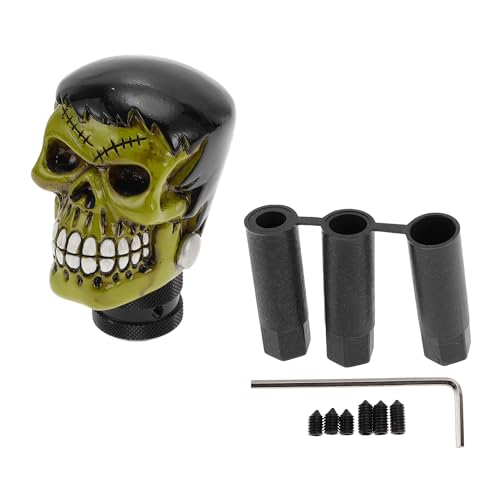 

HOPESPANNER 8,1 см Ручка переключения передач в виде черепа Универсальная ручка переключения передач Смола Ручка рычага переключения передач для автоматических и механических автомобилей с 3 адаптерами Зеленый 1