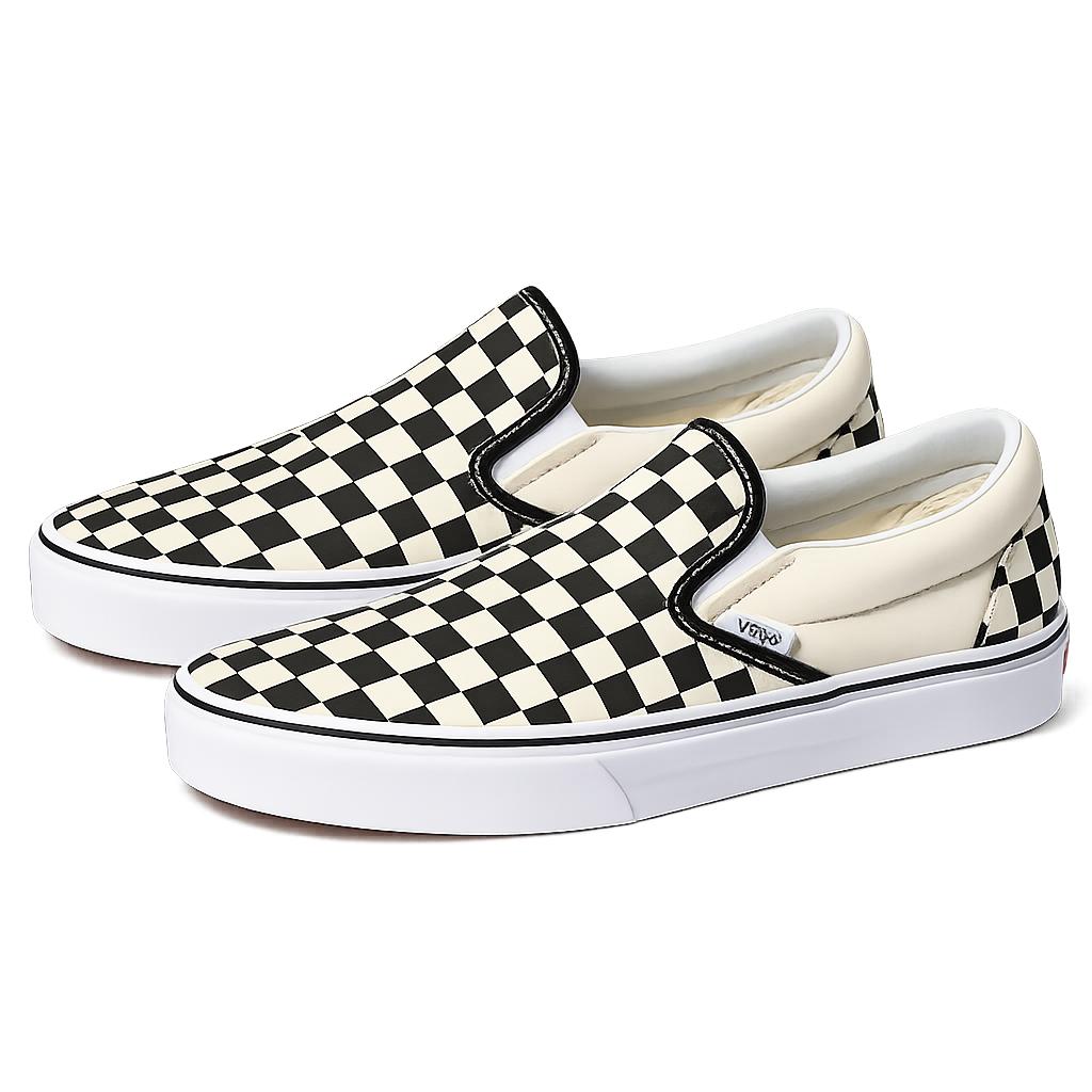 Vans Core Classic Slip On Checkerboard Canvas Streetwear Skate Shoes 35.5 чёрный/белый