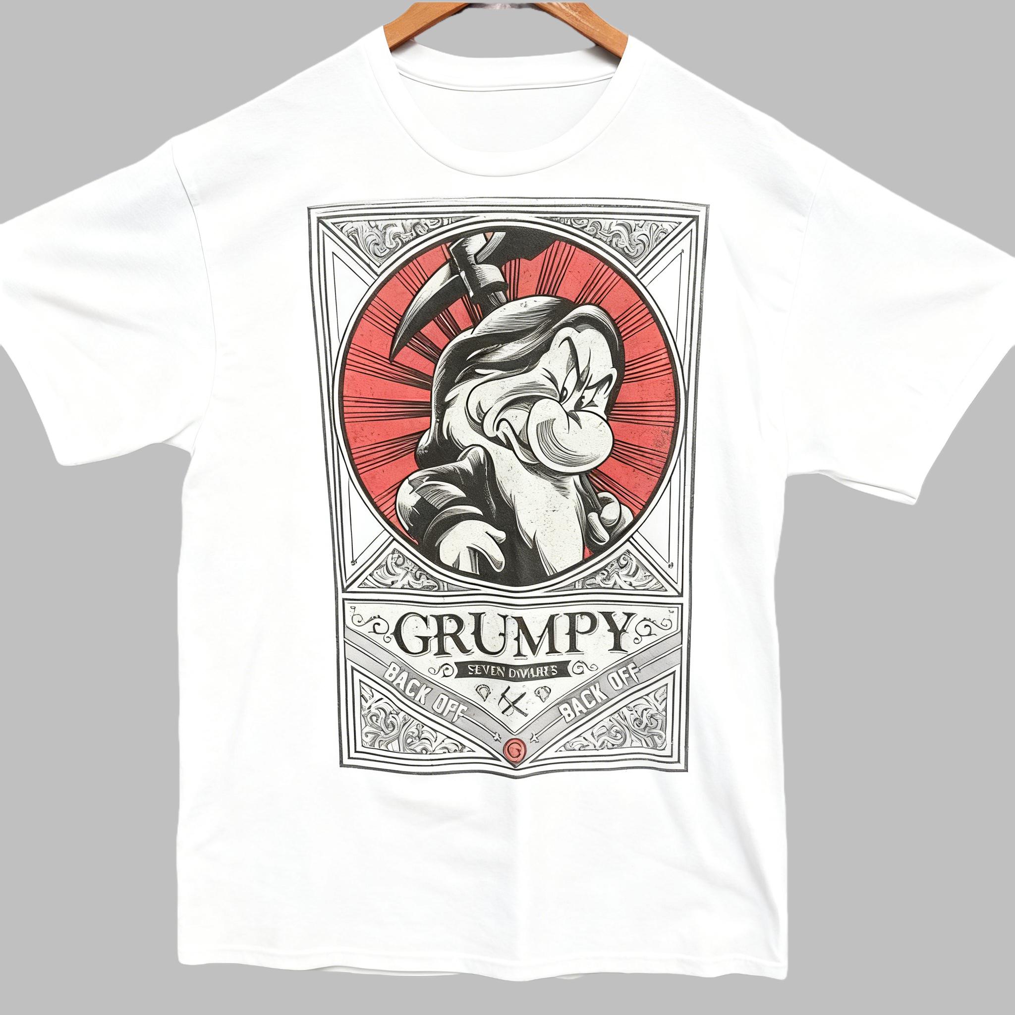 

New Grumpy Unisex Snow White Seven Dwarfs Graphic Print High Quality Unisexs and Womens Short Sleeve Loose Casual TShirts S