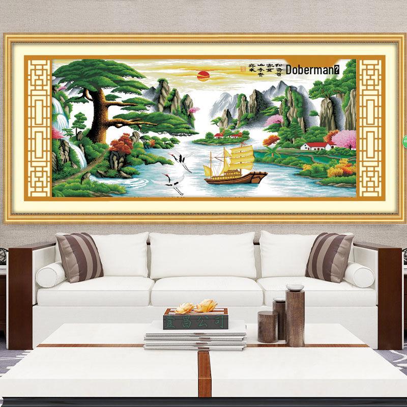 2m 3m New Style Precise Printing Silk Thread Landscape Cross-Stitch: Welcoming Pine Wealth Version