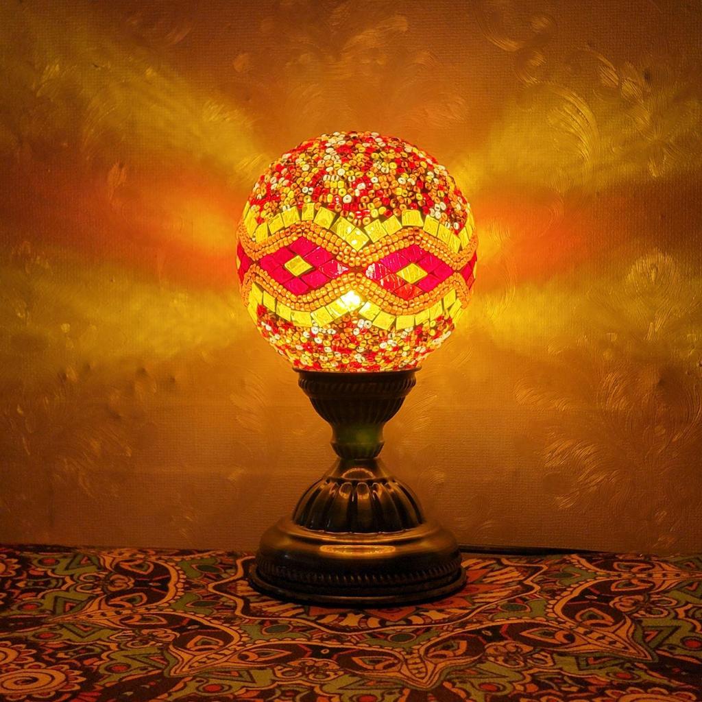 Moroccan Mosaic Bedside Lamp - Ethnic Turkish Round Ball Night Light