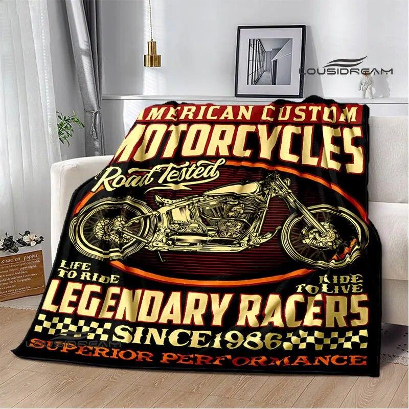 Motorcycle Retro Printing Blanket Flange Warm Blanket Soft and Comfortable Blanket Picnic Blanket Bed Linings Birthday Gift