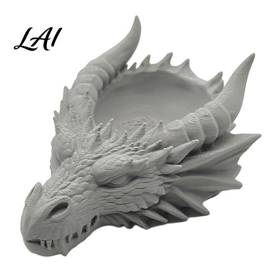 Gotisches Geschenk für Männer Dunkler Drachenkopf Aufbewahrungsschale Stil 3D-Druck Detaillierte Steintextur Schalenorganisator Fantasy-Ornament Schlüssel und Schmuck Geschnitzt