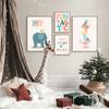 Druck Poster Kind Illustration Kindergarten ästhetische süße Tier Obst Leinwand Malerei Wand Kunst Bild Kleinkind Mutter Zimmer Dekor